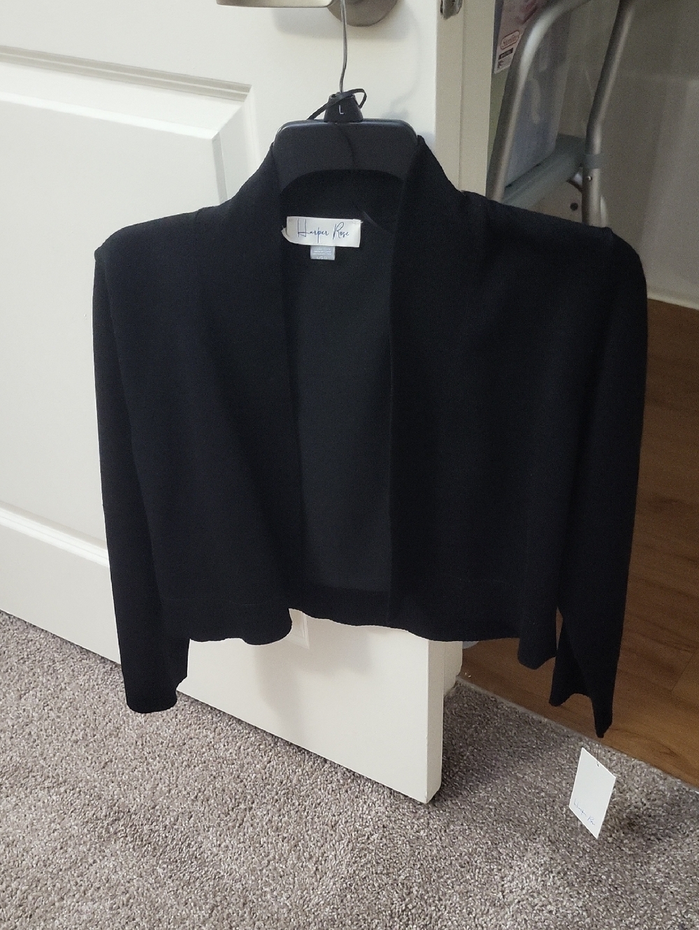 Harper Rose Black Cropped Open-Front Shrug